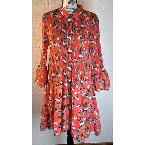 Lindi Women’s Vintage Boho Floral Long Sleeve Tunic Blouse Dress, size Large - Picture 2 of 9